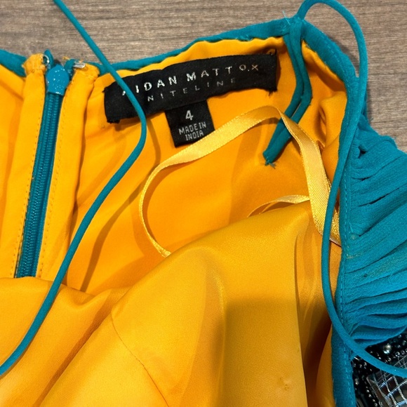 Aiden Mattox Niteline Evening Gown in Teal Blue with Beaded Empire Waist Size 4 - Picture 3 of 9